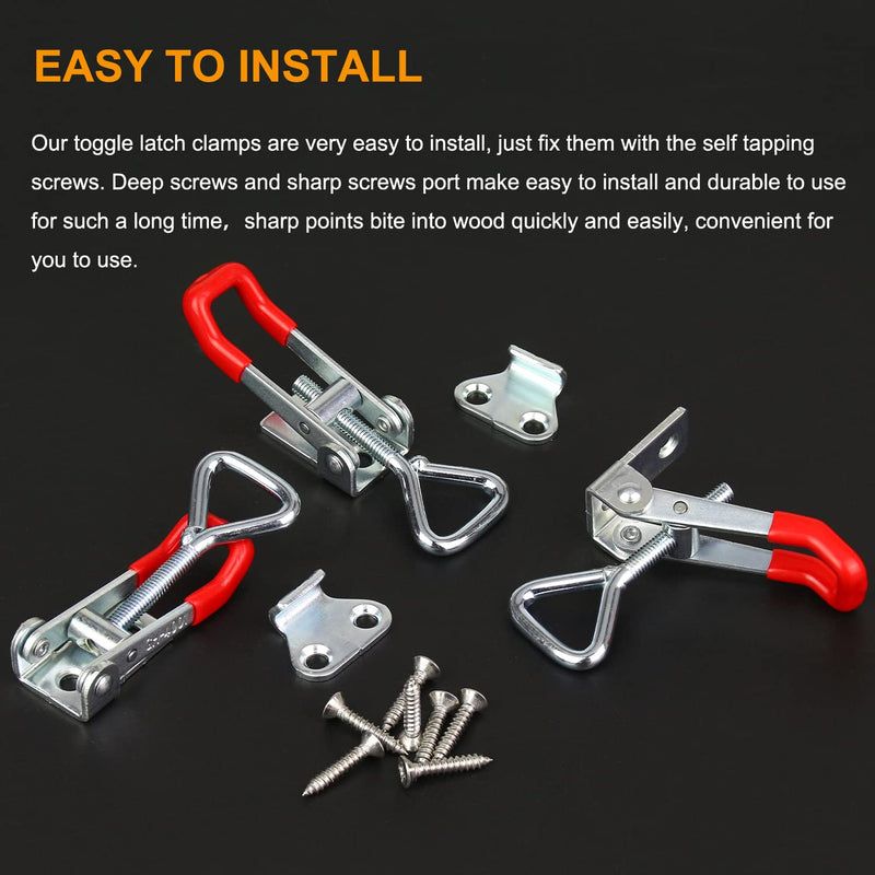 [Australia - AusPower] - 6 Pieces Adjustable Toggle Clamps, Heavy Duty Toggle Latch Clamps, Pull Latches for Doors, Cabinets, Wooden Boxes, 150Kg 330Lbs Holding Capacity with Screws 6 