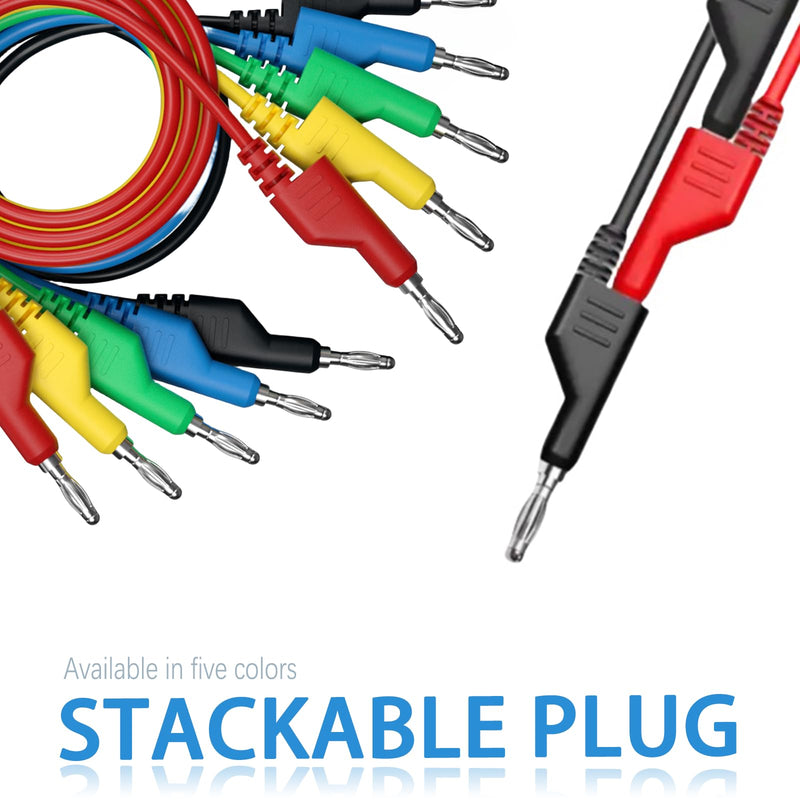 [Australia - AusPower] - 1000V 5PCS Double-Ended Multimeter Test Leads, 5 Colors multimeter Leads kit 