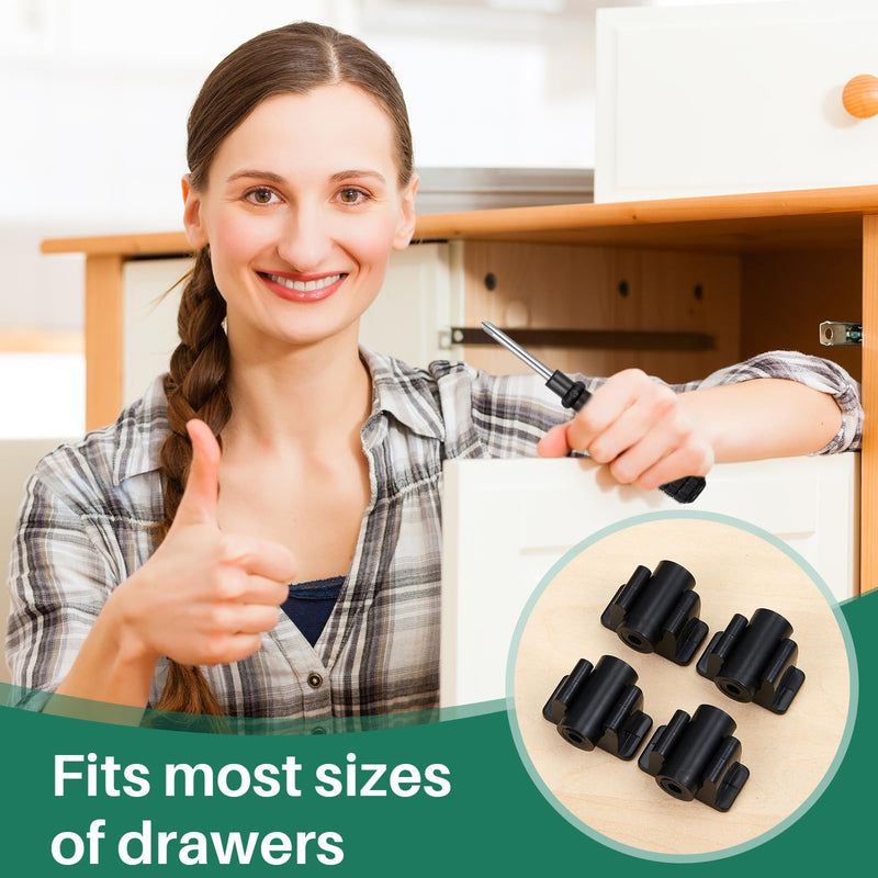 [Australia - AusPower] - Juexica False Cabinet Front Clip False Drawer Front Clips Sink Tip Out Snap with Screws Screwdrivers for Hardware Replacements 4 Black 