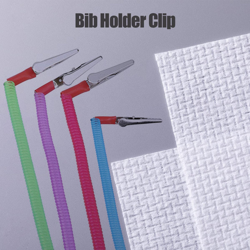Napkin Holder Bibs Clips for Dentists Neck Chains with Metal Clips for Dental Clinic Home Dining Clothing Protector for Adults Kids Baby 4 Pack