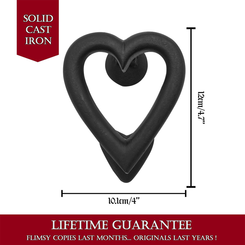 Black Heart Door Knocker for Front Door 4.5 X 4 Inch Solid CAST Iron Victorian Colonial Black Heart - 4.5 Inch