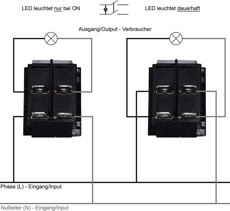 Rocker Switch with Waterproof Cover 2-Pin (4pin) 16 A 250 VAC 30 x 22 mm Red Rocker Illuminated