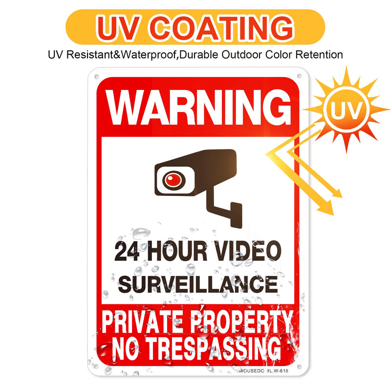 [Australia - AusPower] - 2-Pack Private Property No Trespassing Sign,Video Surveillance Signs Outdoor,Rust Free Aluminum 10 x7 Inches Security Camera Sign for Home,Business,CCTV,UV Protected & Waterproof 