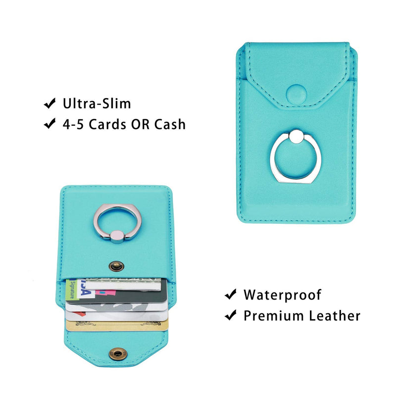 [Australia - AusPower] - Cell Phone RFID Ring Stand Stick on Wallet for Back of Phone for iPhone Android and All Smartphones Adhesive Credit Card Holder for Cell Phone-Green Green 