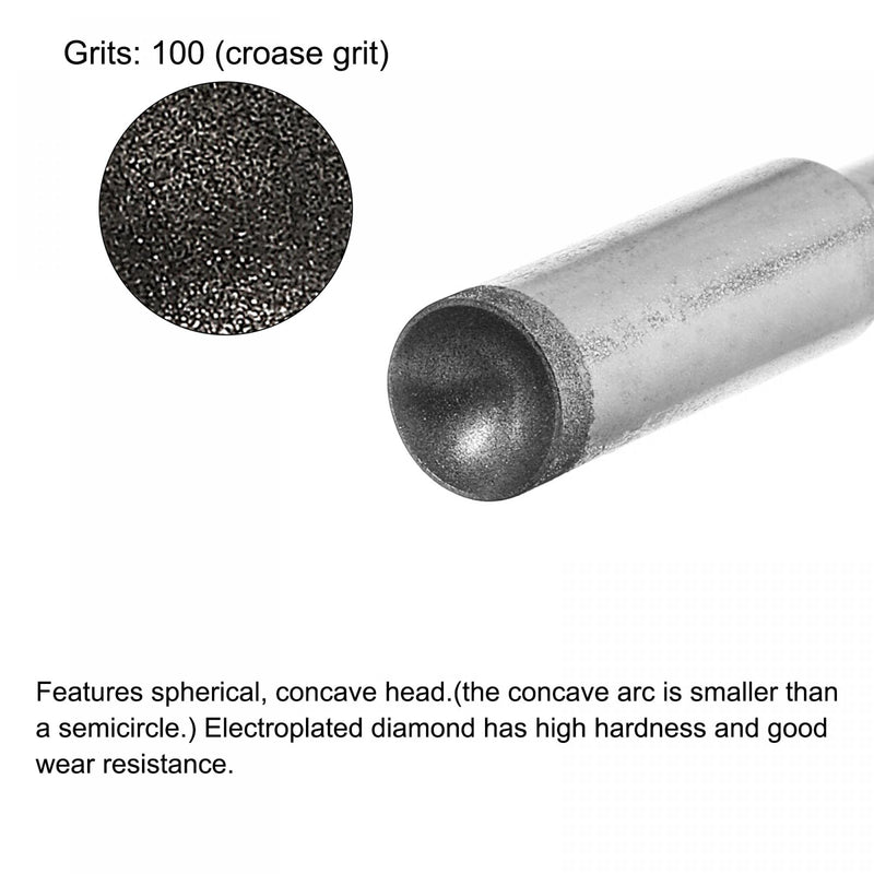 [Australia - AusPower] - uxcell Diamond Grinding Mounted Point, 9mm 600 Fine Grits Spherical Concave Head Bead Coarse Grinding Bit for Jade Amber Stone Beeswax Glass 