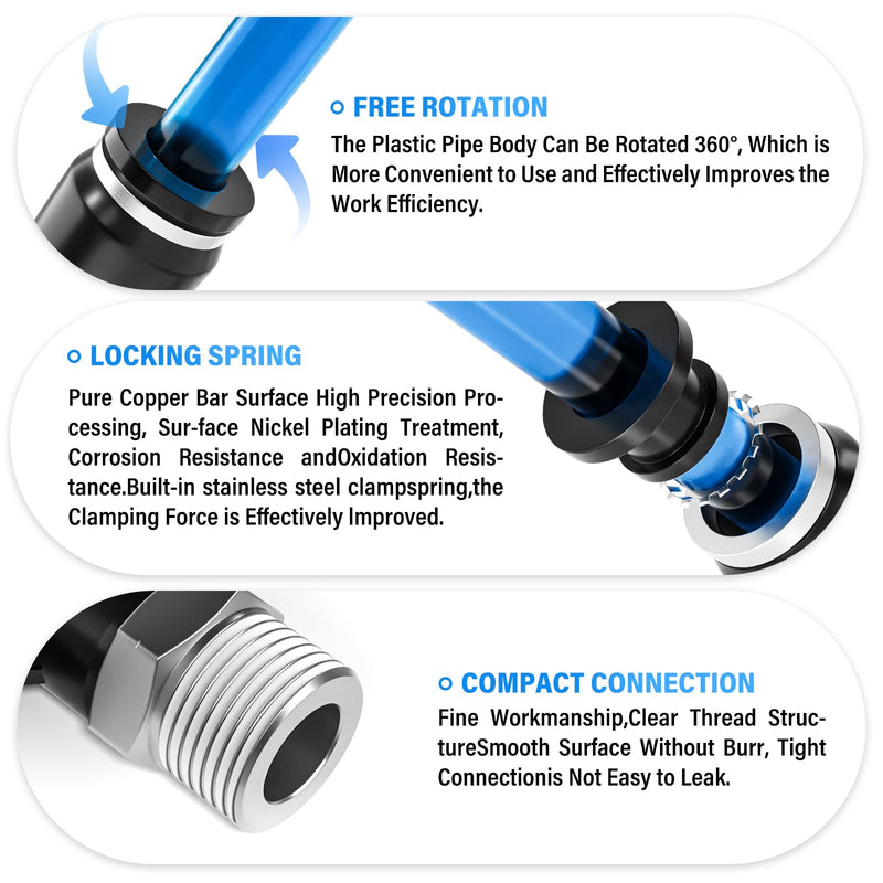 [Australia - AusPower] - TAILONZ PNEUMATIC Male Branch Tee 1/4 Inch Tube OD x 1/4 Inch NPT Thread Push to Connect Fittings PT-1/4-N2 (Pack of 10) 1/4"OD x 1/4"MNPT 