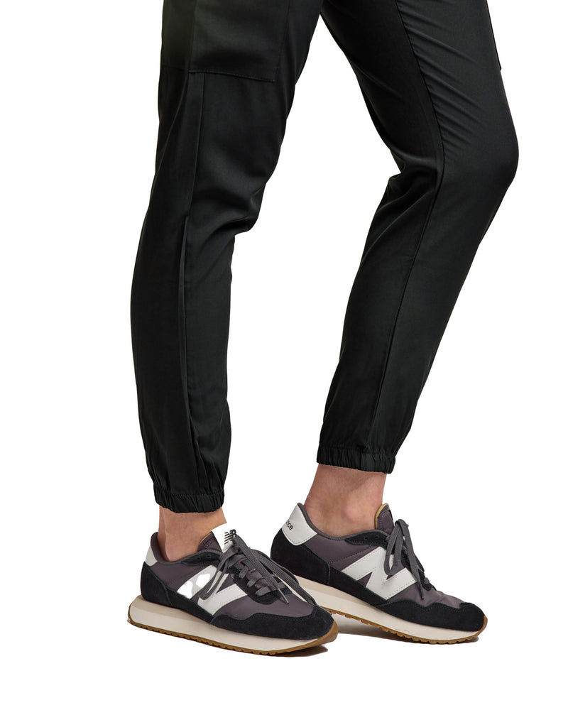 [Australia - AusPower] - Green Town Scrubs for Women - Jogger Scrub Pant, Cargo Pockets, Stretch Fabric, Drawcord, Easy Care Large Black 