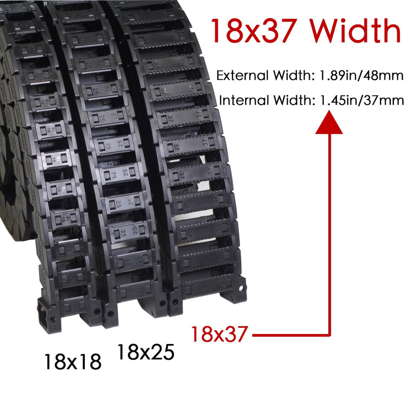 [Australia - AusPower] - Low Noise Drag Chain Cable Carrier Wire 18mmx37mm (H x W) for 3D Printer and CNC Machine,Inside and Outside Openable R28 High Quality Flexible Cable Chain 18*37M 