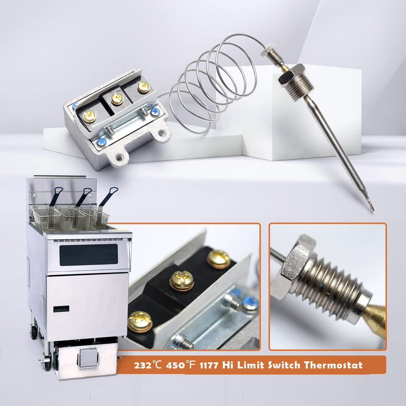 [Australia - AusPower] - 1177 High Limit Fryer Switch LCCM2003000 Replacement for ATOSA 301030005 Gas Fryer Hi Limit Thermostat with 3/8" Mpt Stuff Box Hi Limit 450°F 