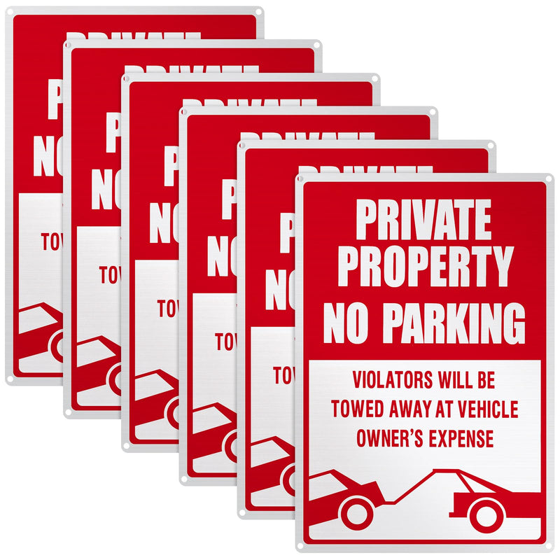 Outus 6 Pcs No Parking Sign, 18 x 12 Inches Reflective Private Property Sign Violators Will Be Towed, Rust Free Aluminum, UV Protected, Weather Resistant, Waterproof, Durable Ink, Easy to Mount
