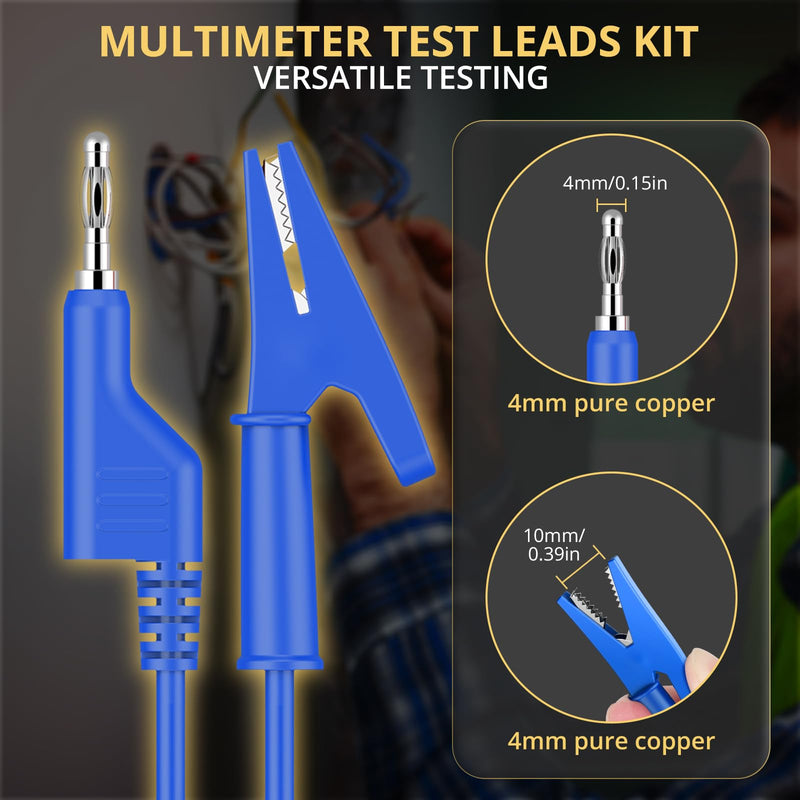 [Australia - AusPower] - AMTOVL Multimeter Banana Plug to Crocodile Clip, 20 Pieces Stackable 4 mm Banana Plug to Crocodile Clips, 3.28 ft/1 m Flexible Cable Wire for Multimeter Electrical Testing, 1000 V/15 A Banana plug crocodile clips 