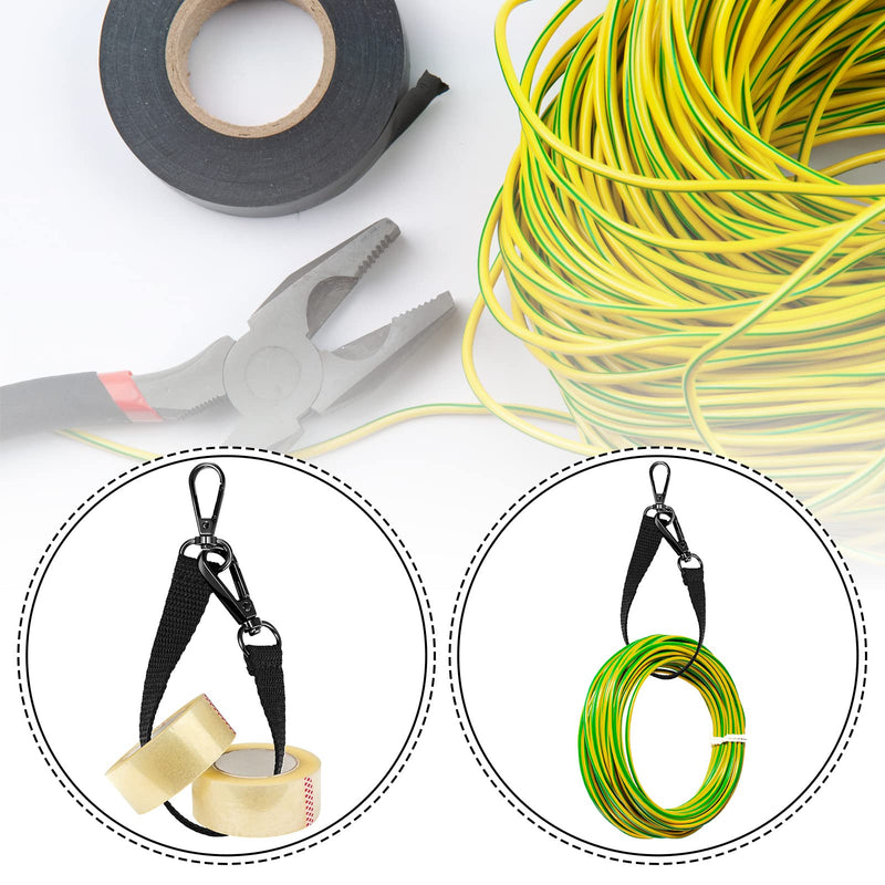 [Australia - AusPower] - Electrical Tape Holder Strap Tape Measure Holder for Belt Tape Thong with Snap Hooks Polyester Electrical Tape Holder Chain Electrical Tape Strap for Pouch Bag Tool Box Construction, Black 4 