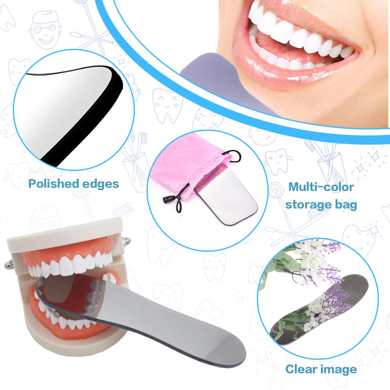 [Australia - AusPower] - Set of 5 Dental Occlusal Photographic Mouth Mirror - Rhodium Intraoral Reflective Mirrors for Dentistry, Dental Plated Glass Reflector Oral Inspection Kit for Photography 