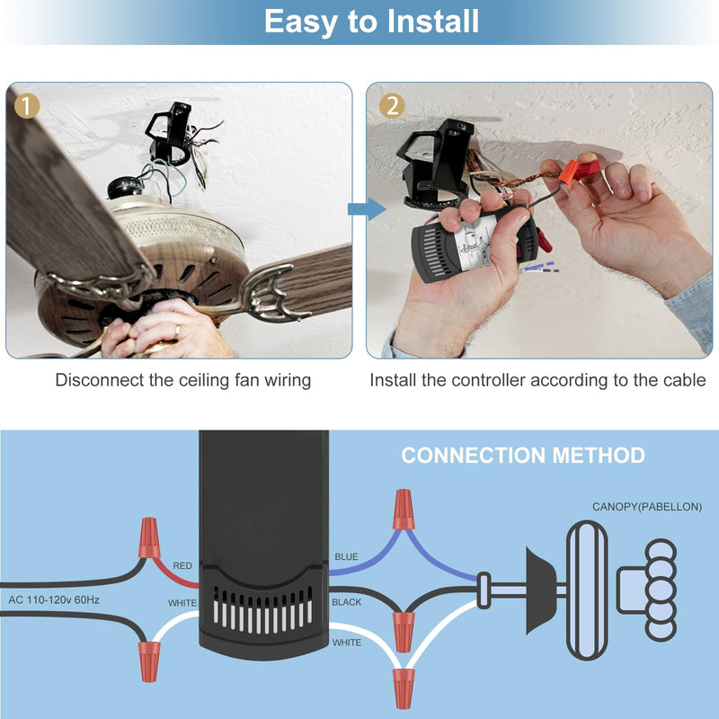 3-Speed Universal Ceiling Fan Thermostatic Remote Control for Hampton Bay Harbor Breeze Hunter Honeywell Home Decorators Collection, with Timer & Comfort Breeze & Walk Away Time Delay Hampton Bay (HD3+71R Kit)