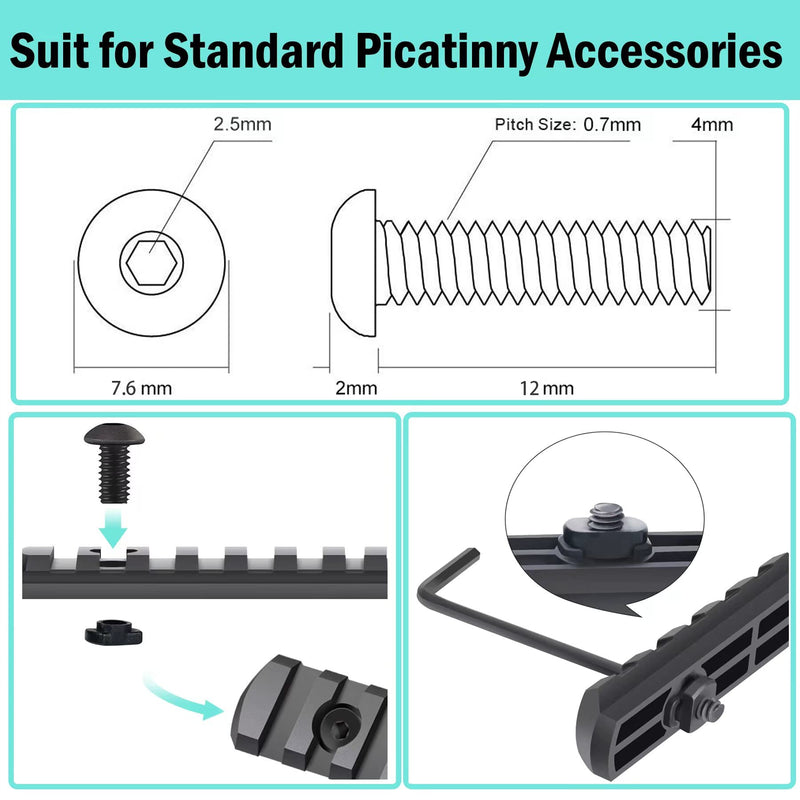 [Australia - AusPower] - 16 Pack M4 T-Nut Metric Camming Screw Replacement Sets Compatible with Standard Rail Systems, with Thread Locking Screws, Allen Wrench and Nuts(16 x Screws, 16 x Nuts and 3 x Wrench) 