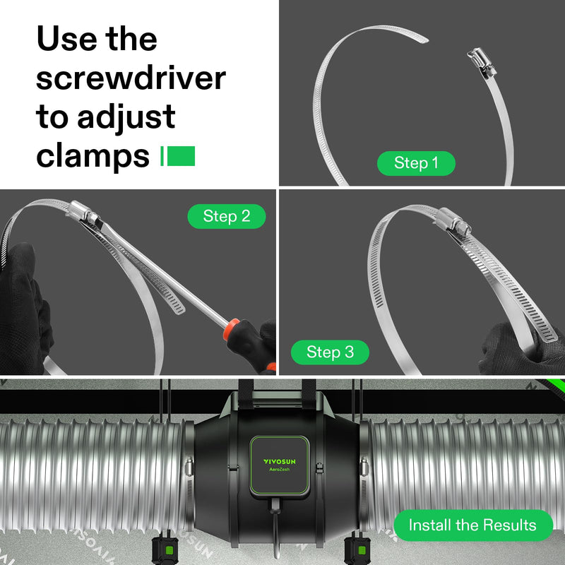 [Australia - AusPower] - VIVOSUN Stainless Steel Air Ducting Clamps, 4/6/8/12 Inch Adjustable Hose Clamps with Worm Drive for Ducting, Heating, Cooling, Exhaust, and Ventilation (Pack of 2) 2 Pack 4 Inch 