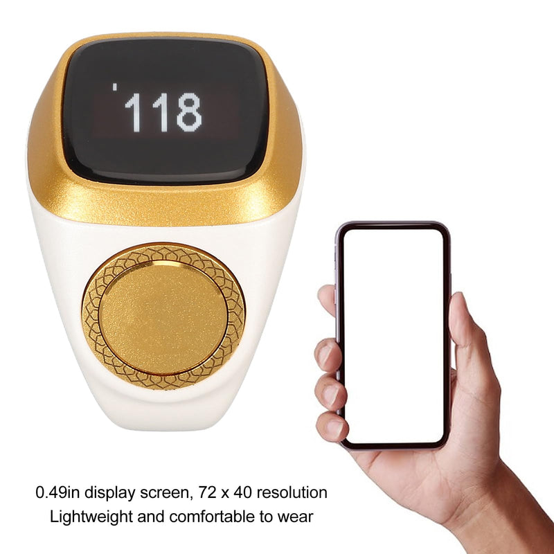 18mm Electronic Counter,Rechargeable BT CNC Finger,0.49in Digital Display Intelligent Step Counting with Vibration Reminder,APP Support (White) White