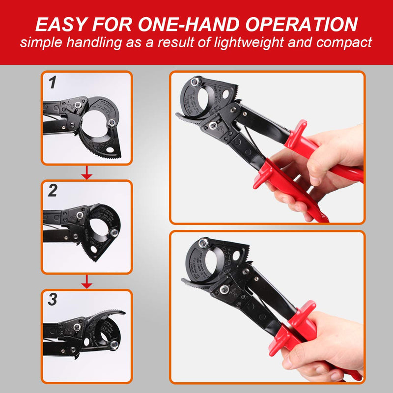 [Australia - AusPower] - Ratchet Cable Cutter, Heavy Duty Wire Cutter for Aluminum Copper Cable up to 240mm², Ratcheting Wire Cutting Hand Tool HS-325A 
