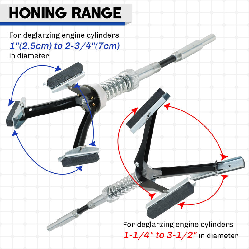 [Australia - AusPower] - 2PCS Engine Cylinder Hone Tool | 1" to 2-3/4" and 1-1/4" to 3-1/2" Diameter Adjustable Deglazer with Extra 6PCS Stones 220 Grit Engine Cylinder Hone Set for Grinding Holes (1-1/8" and 2") 1-1/8" and 2" 