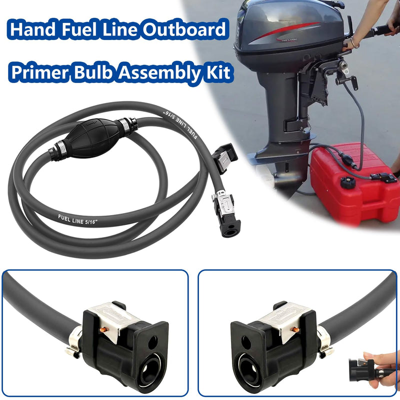 Tnisesm Boat Fuel Line,Outboard Fuel Line,Marine Fuel Line,Boat Fuel Line with Bulb 5/16 Inch Hose x 6 Ft Gray