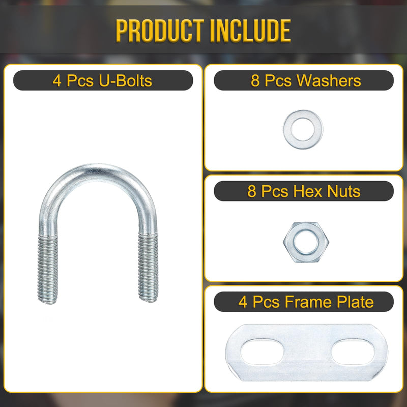 [Australia - AusPower] - M6x22x40mm U Bolts Round Kit - 4Set - Carbon Steel U-Bolt Kit with Nuts, Washers, Frame Plate - Good for DN15 Pipe, Trailer, Automotive, Leaf Spring Fastener M6x22x40mm DN15 Blue and White 4 