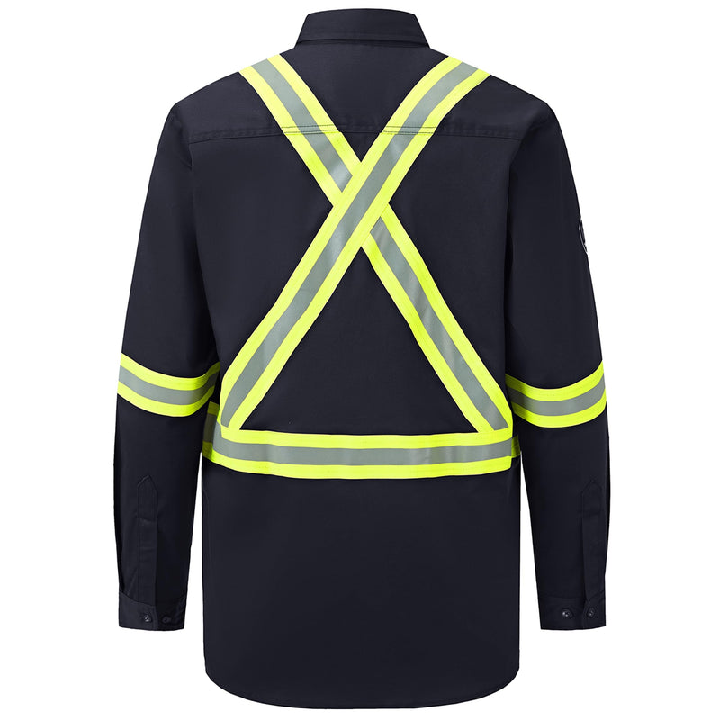 Hi Vis FR Shirt for Men 6.5oz Flame Resistant Class 3 Men's Reflective Safety Welding Shirts NFPA 2112/CAT2 Black Large