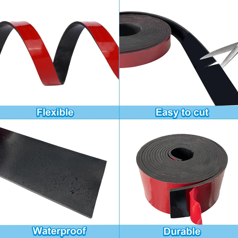 Adhesive Rubber Strips 2" Wide x 1/16" Thick x 20' Long Neoprene Rubber Strips with Adhesive Backing Neoprene Rubber Sheets, Rolls & Strips for Matting Padding, Insulation Cushion DIY Gaskets