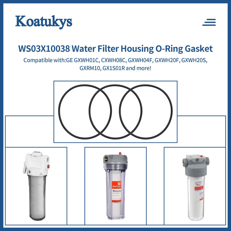 [Australia - AusPower] - WS03X10038 Water Filter Housing O-Ring Gasket for GE GXWH01C, CXWH08C, GXWH04F, GXWH20F, GXWH20S, GXRM10 & GX1S01R (3/Pack) 