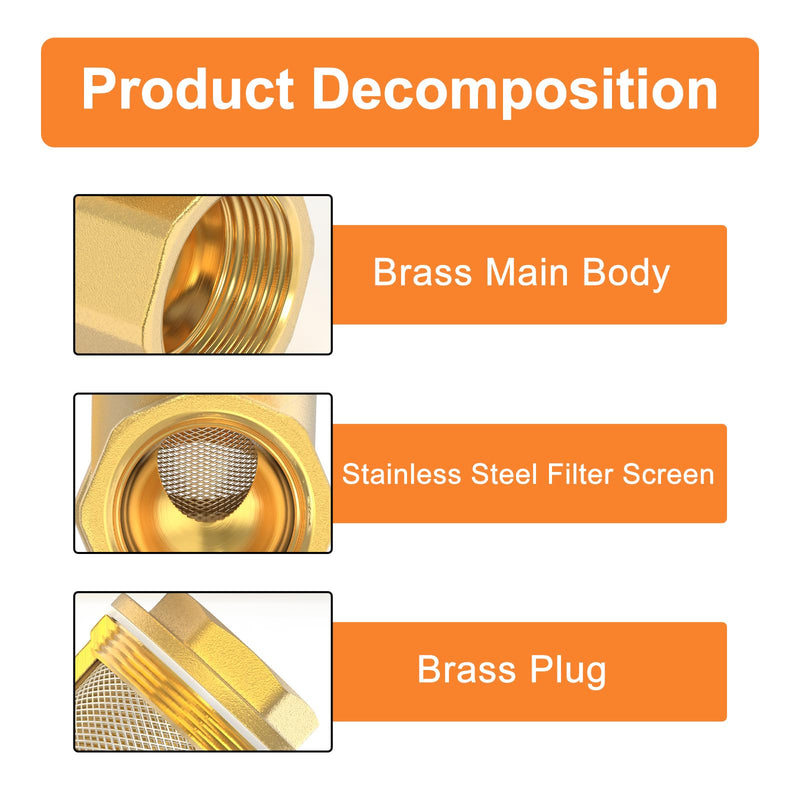 [Australia - AusPower] - GASHER 1PCS Brass 3/4" Female Y Strainer Mesh Filter Valve for Water Oil Separation 0.75 Inch 1 