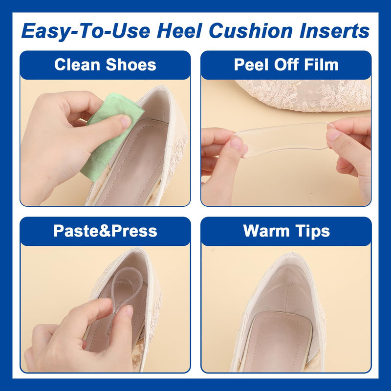 Dimeho 34 Pcs Silicone High Heel Cushion Inserts Pad Shoe Strap Grip Anti Slip Sandals Gel Protector Strips Sling Backs Foot Support Sticker for Women Men Sports Sneakers