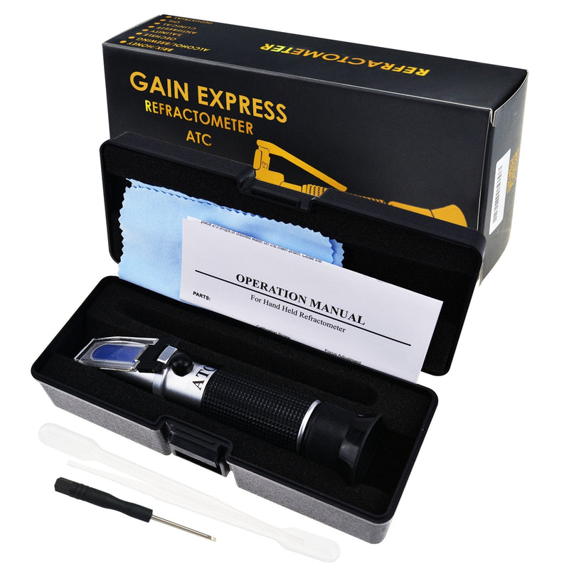 [Australia - AusPower] - Beer Brix & Specific Gravity Refractometer with ATC Optic Dual Scale 0~32% Brix 1.000-1.120 SG Wine Wort Making Beer Brewing Fruit Juice Hops Sugar Homebrew Kit 