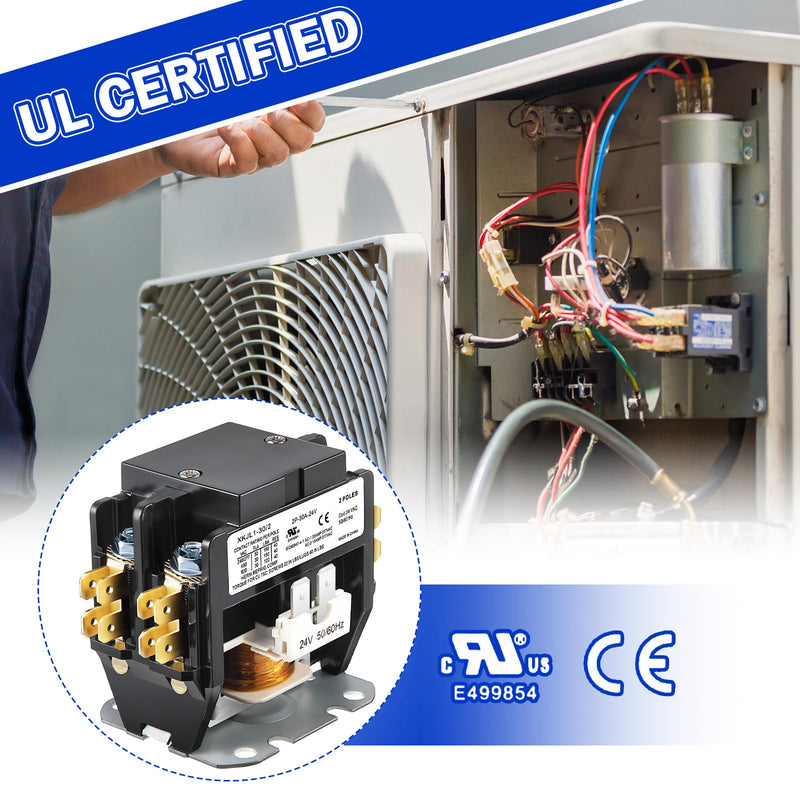 [Australia - AusPower] - Dreyoo Carrier HVAC Motor Contactor, 24V 30 Amp Coil 2 Pole Replacement Relays Compatible with C230b, Air Conditioner, Heat Pump, Refrigeration Systems 