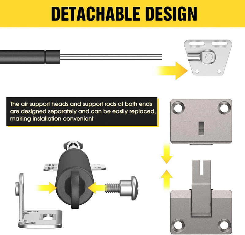 Drop Down Gas Struts 100N/22LBS, Soft Close Gas Spring Hinges with 90° Opening Support, Heavy Duty Drop Down Cabinet Door Hinges for Kitchen Cabinets, Storage Cabinets, Black 2 Pack