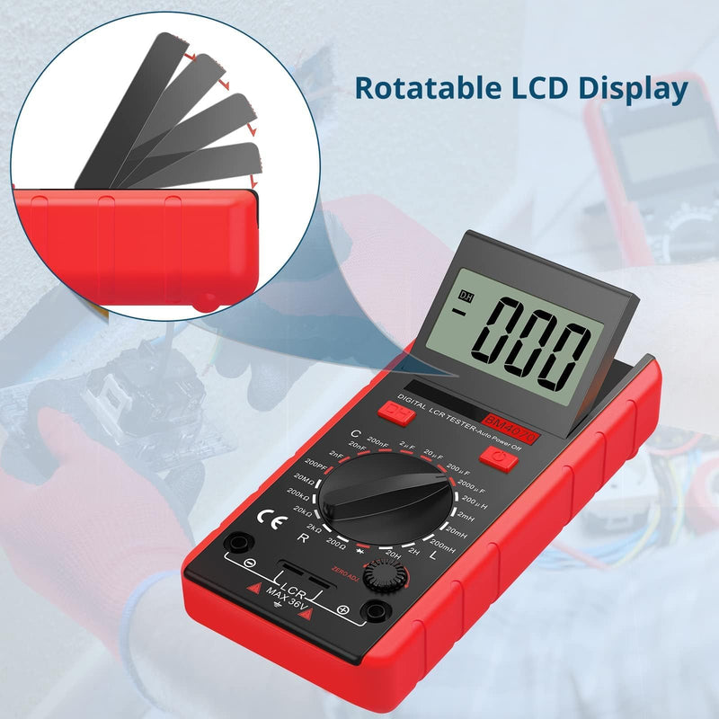 BM4070 LCR Meter Capacitance Inductance Resistance Self-Discharge Digital Instrument with LCD Display 1999 and Data Hold Function for Capacitance Resistance Inductance Measuring Meter