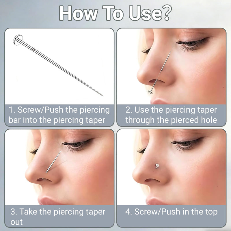 Zidoley Piercing Insertion Aid Set, 19-Piece Insertion Aid Accessories, 14G 16G 18G 20G Piercing Needles and Ball Unscrewers, Changing Aid Tool for Ear, Nose, Lip, Belly, Tongue