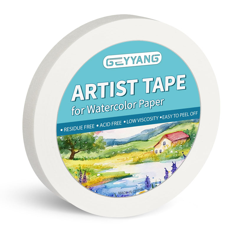 GEYYANG Artist Tape for Watercolor Paper, 1/2 inch Wide 180FT Long, White Masking Art Tape for Drafting Art and Painting Canvas Framing, Acid Free, Low Tack 0.5inch