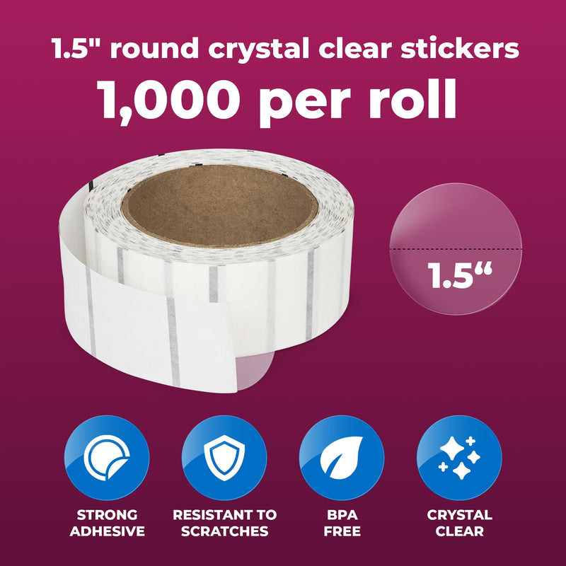 NextDayLabels Clear Circle Stickers - 1,000 Count 1.5" Round Sealing Labels on Roll - Clear Wafer Stickers for Packaging, Mailing, Retail, Crafts, and Envelopes - Made in USA