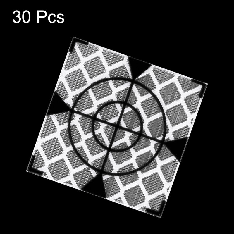 HARFINGTON 30pcs Survey Reflector Sheets 30x30mm Self-Adhesive Reflective Tape Survey Target Mark for Total Stations, Silver Tone