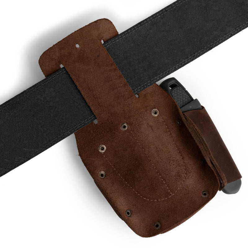 Hide & Drink, Tape & Knife Holder, Marking and Measuring Pouch, Tool Case, Screwdriver Holster, Pocket Belt Pouch, Full Grain Leather, Handmade Bourbon Brown