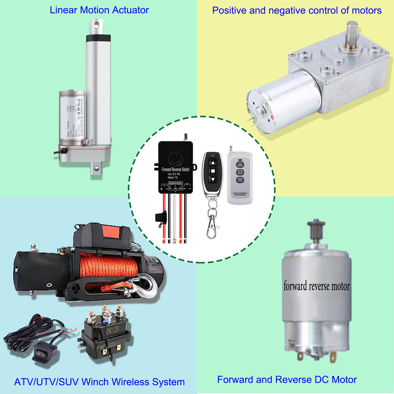 [Australia - AusPower] - Waterproof Forward Reverse Remote Control Switch up to 168 FT,DC 5V to 48V /10A,Linear Actuator Controller for All Linear Motion actuators, Compatible with Truck, ATV and SUV Winch Wireless System 