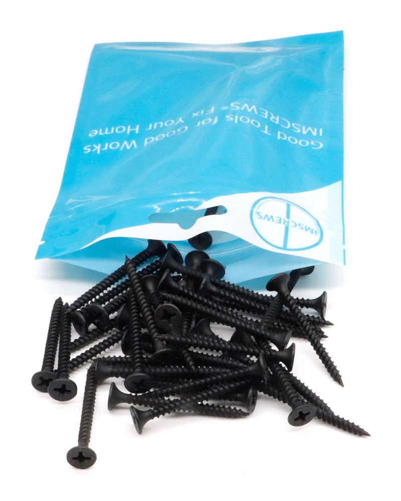 [Australia - AusPower] - 50pcs #8 x 1-1/2" Flat Head Phillips Drywall Screws Fine Thread Sharp Point Wood Screw, Carbon Steel 1022A, Black Phosphate #8 x 1-1/2" 50 