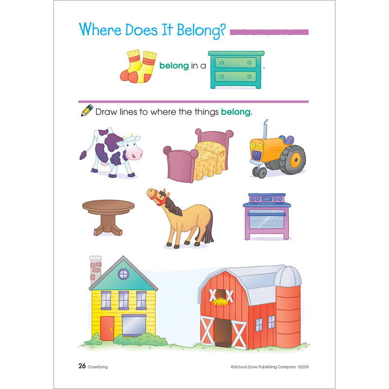 [Australia - AusPower] - School Zone Preschool Basics Workbook: Pre-K, Beginner Reading, Early Math, Colors, Numbers, Counting, Matching, Grouping, Beginning Sounds, Ages 3-5 
