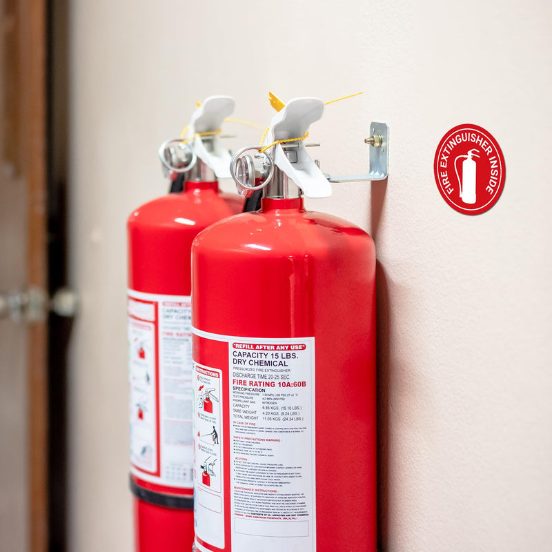 Fire Extinguisher Inside Stickers | 2.75" x 2.75" Engineer Grade Reflective Labels, Pack of 8 White, Black, Red 2