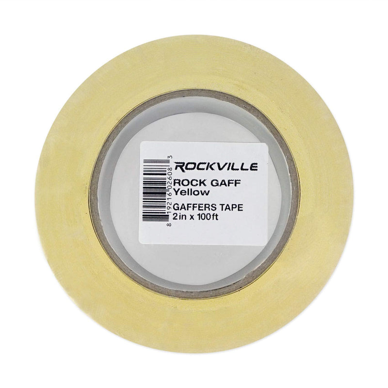 Rockville Rock Gaff Yellow 2in x 100ft Gaffers Tape, Natural Rubber Adhesive, Residue-Free, Non-Reflective, for Pro Audio and Stage Cable Management