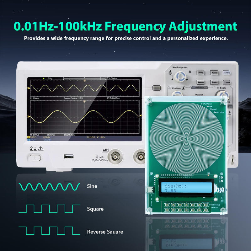 Adjustable Frequency Generator for Healing (0.01Hz-100kHz), 7.83Hz Schumann Resonance Generator, Suitable for Improving Sleep, Stress Reduction,Yoga and Meditation | USB Powered
