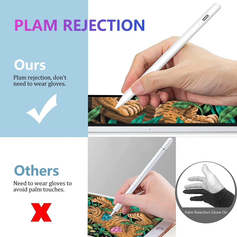 [Australia - AusPower] - Stylus Pen for iPad 2018-2022 with Palm Rejection, Active Pencil for Apple iPad 10th/9th/8th/7th/6th Generation, iPad Pro 11/12.9 inch, iPad Air 5th/4th/3th Gen, iPad Mini 6th/5th Gen White 