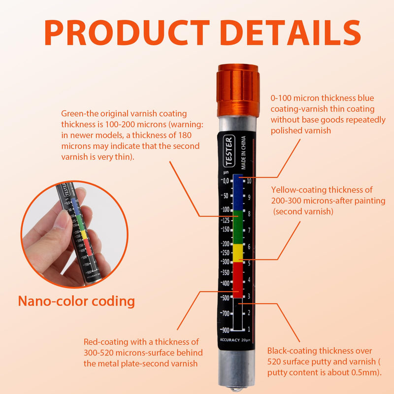 [Australia - AusPower] - Paint Thickness Gauge for Car, Magnetic Paint Gauge, Paint Tester for Car, Paint Thickness Meter, Paint Tester Car, Coating Thickness Gauge, Paint Layer Thickness Gauge, Car Paint Gauge 