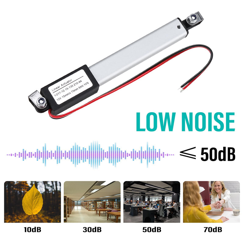 NORJIN 12V Mini Electric Linear Actuator 3" Stroke, 64N/14lbs, Speed 15mm/s, Linear Motion Actuators w/Mounting Brackets, for Sofa, TV, Table, Cabinets, Window Opener, Robotics, Home Automation 3 Inch