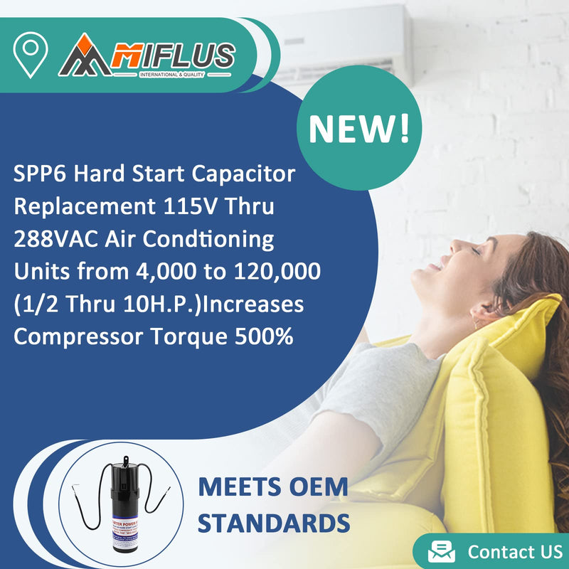 [Australia - AusPower] - SPP6 Hard Start Kit for Air Conditioner,AC Hard Start Capacitor,Increases Starting Torque 500% from 4,000 BTU Window Units to 120,000 BTU Commercial Units(1/2 Thru 10 H.P.) SPP6(Increases Torque 500%) 