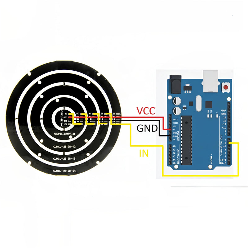 WS2812 5050 RGB LED Ring 61 LEDs, Addressable for Arduino | 5 rings (1,8,12,16,24 LEDs), 61 WS2812B RGB LEDs, integrated driver, for Arduino DIY, individually controllable